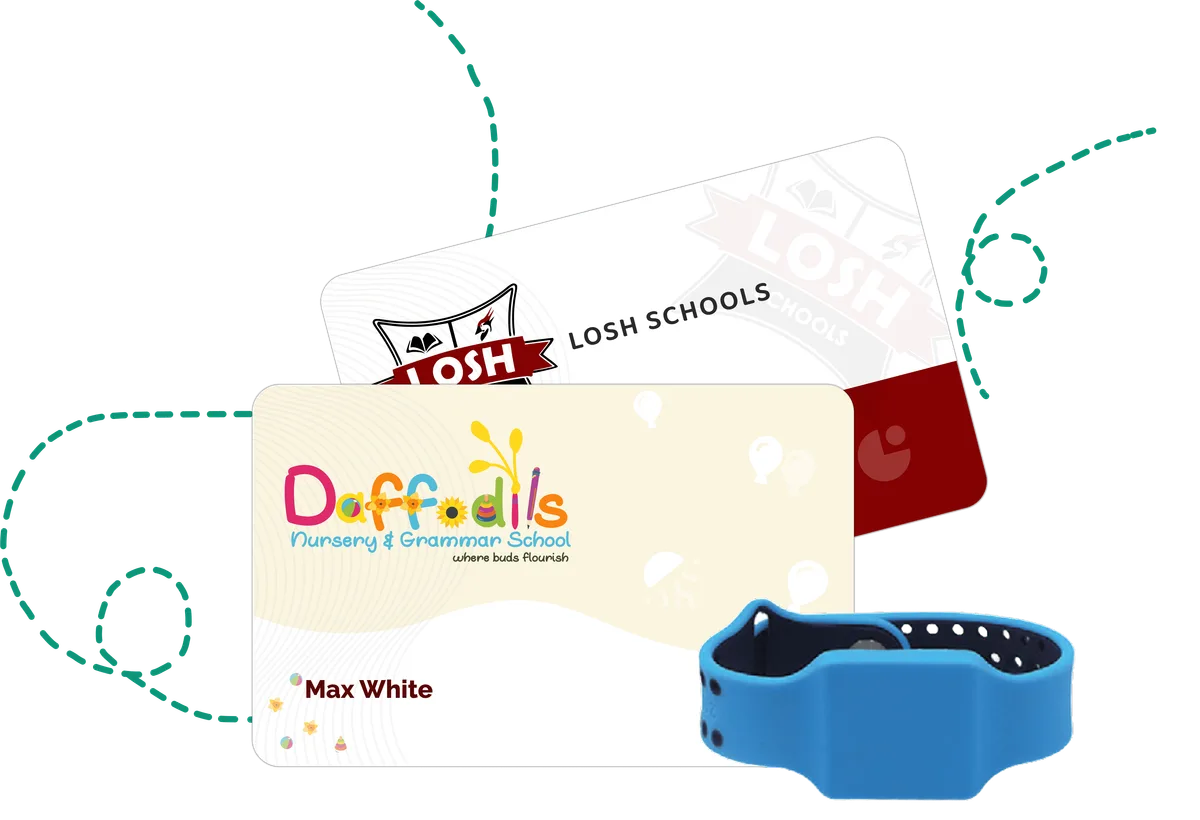 SchoolDesk smart ID card and wristband